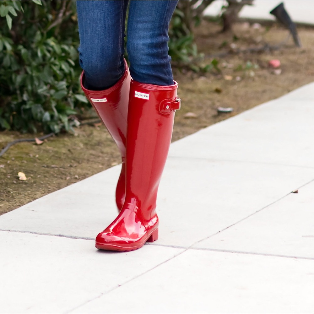 Women’s Red Gloss Tall Hunter Boots